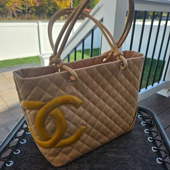 Chanel Cambon Line Large Tote Nude with Yellow C's - Picture 1 of 14